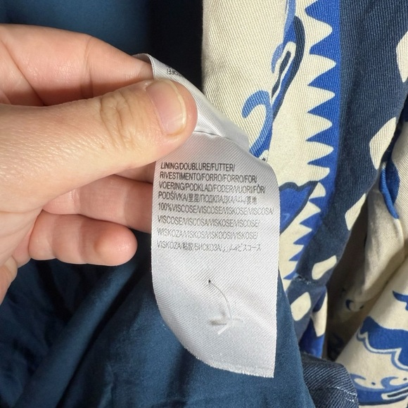 Farm Rio Anthropologie Long-Sleeve Blazer Mini Dress in Ivory/Blue Size SP - Picture 10 of 15